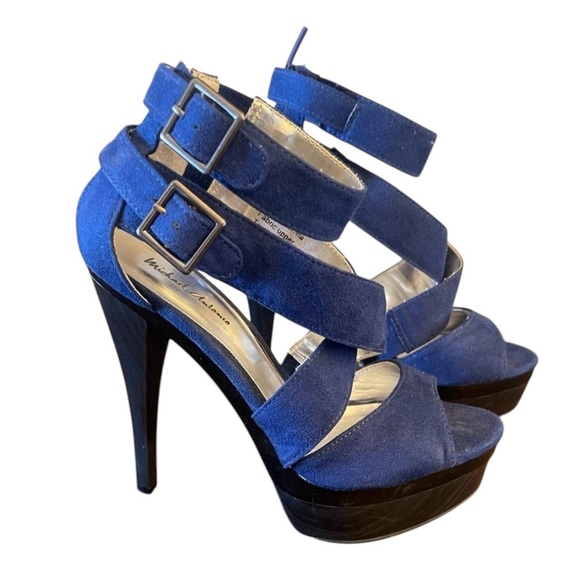 Michael Antonio Shoes - Michael Antonio heels size 7 navy blue stiletto open-toe heels sandals‎ 💙